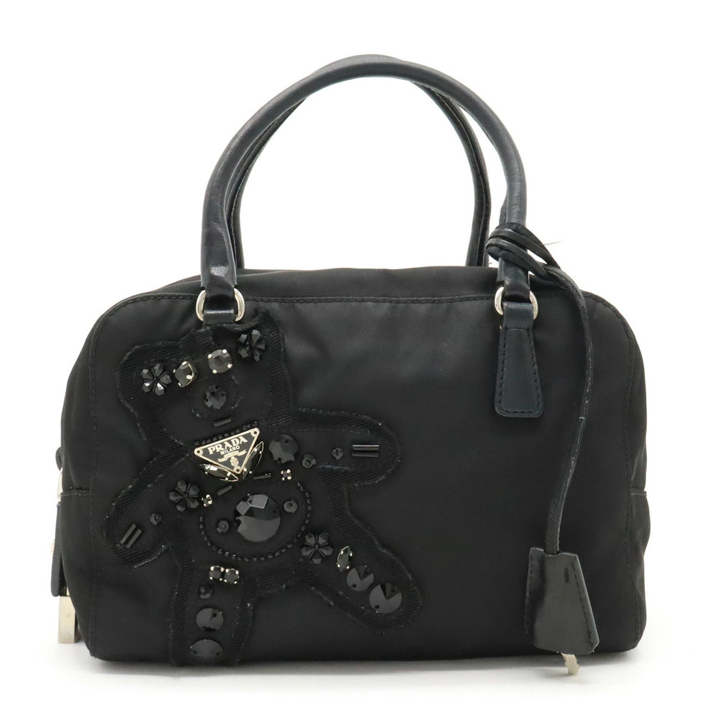Prada Evening Bear Bijou Handbag Leather NERO Black